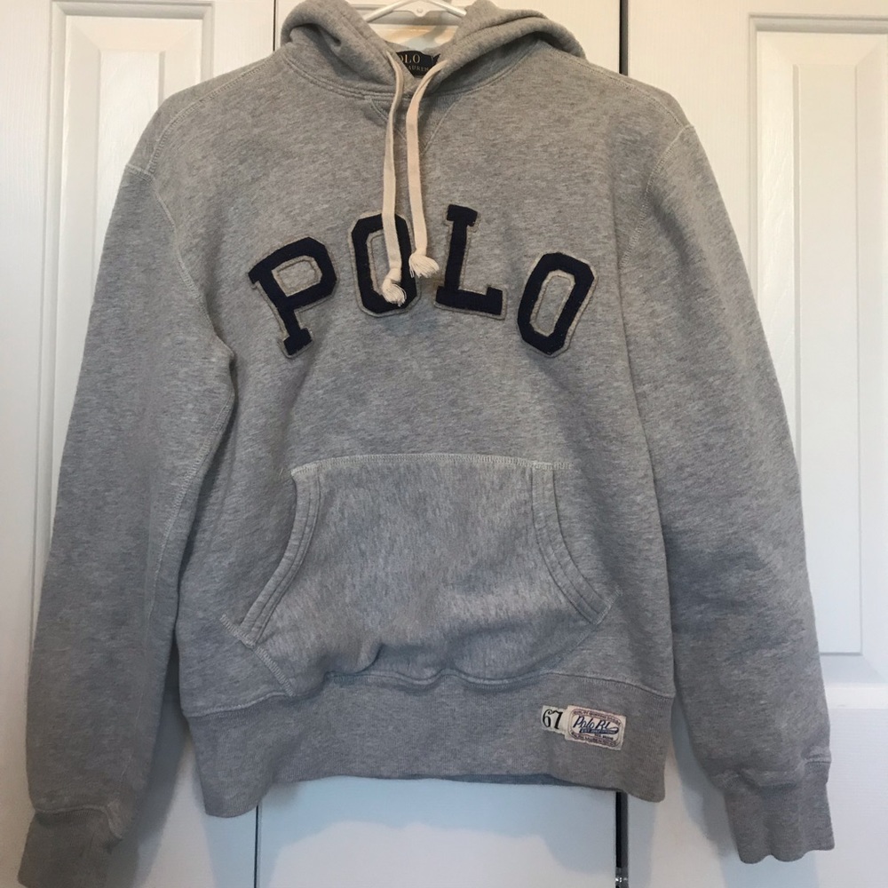 Gray Polo Hoodie Sweatshirt